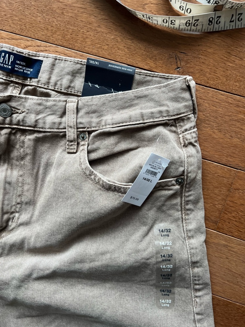❤️GAP HIGH RISE HORSESHOE BARREL JEAN-MUSHROOM-14/32 LONG-NWT❤️ - Picture 12 of 15
